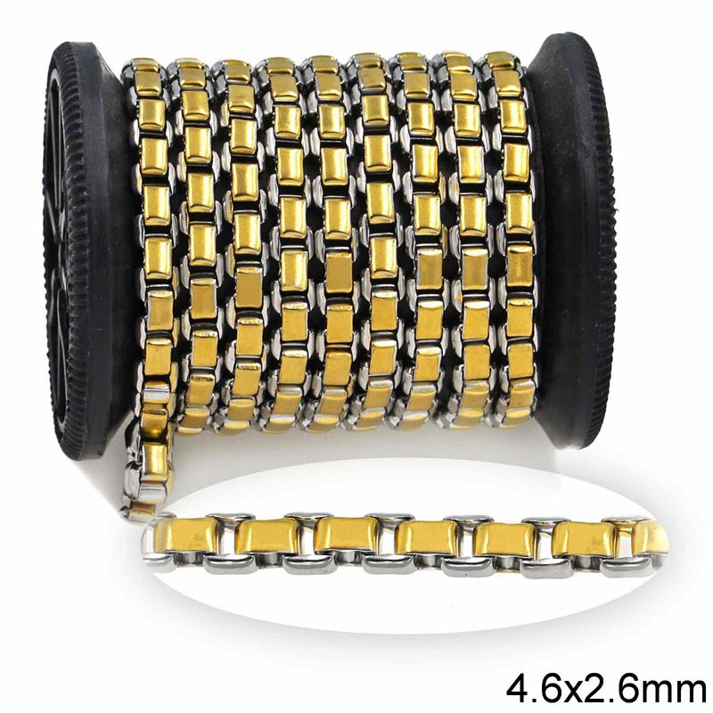 Stainless Steel Flat Box Chain 4.6x2.6mm
