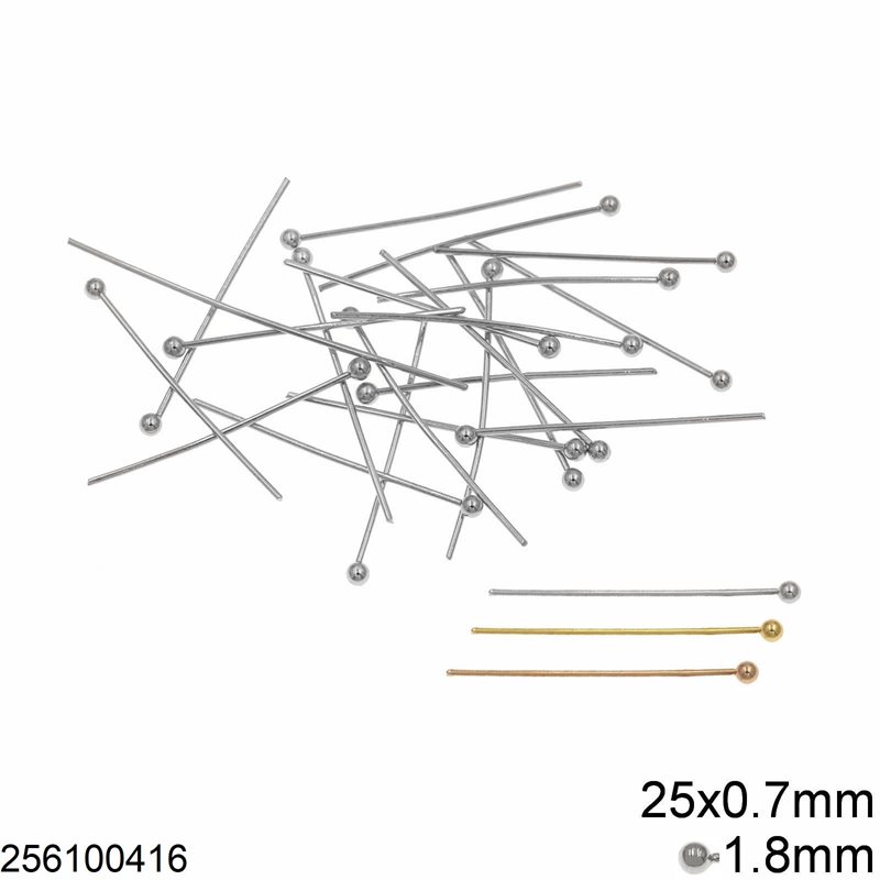 Stainless Steel Ball Head Pin 25x0.7mm