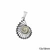 Silver 925 Pendant Spiral with Shiva's Eye 13x18mm