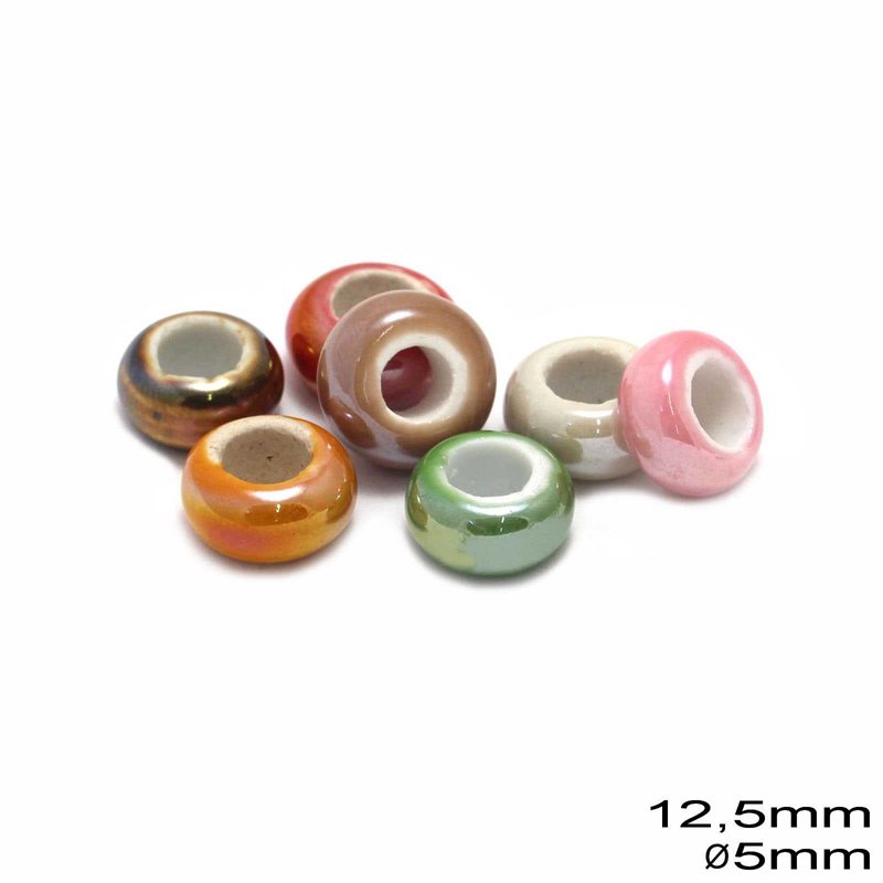 Ceramic Rondelle 12.5mm with 5mm hole