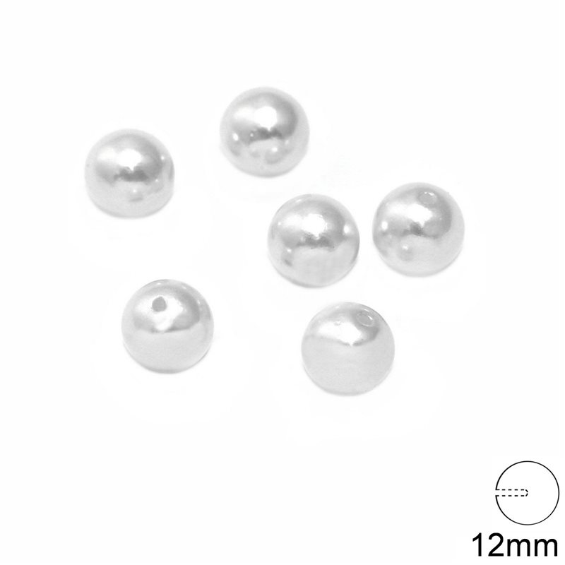 Plastic Pearl A Half-Drilled 12mm