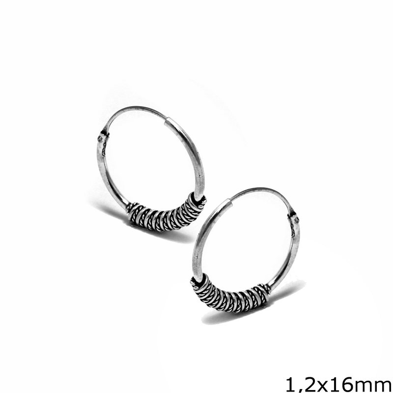 Silver 925 Earring Hoops 1,2x16mm