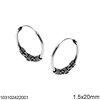Silver 925 Hoops Earrings 1.5x20mm