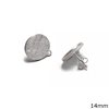Silver 925 Earring Stud satin finish with loop 14mm