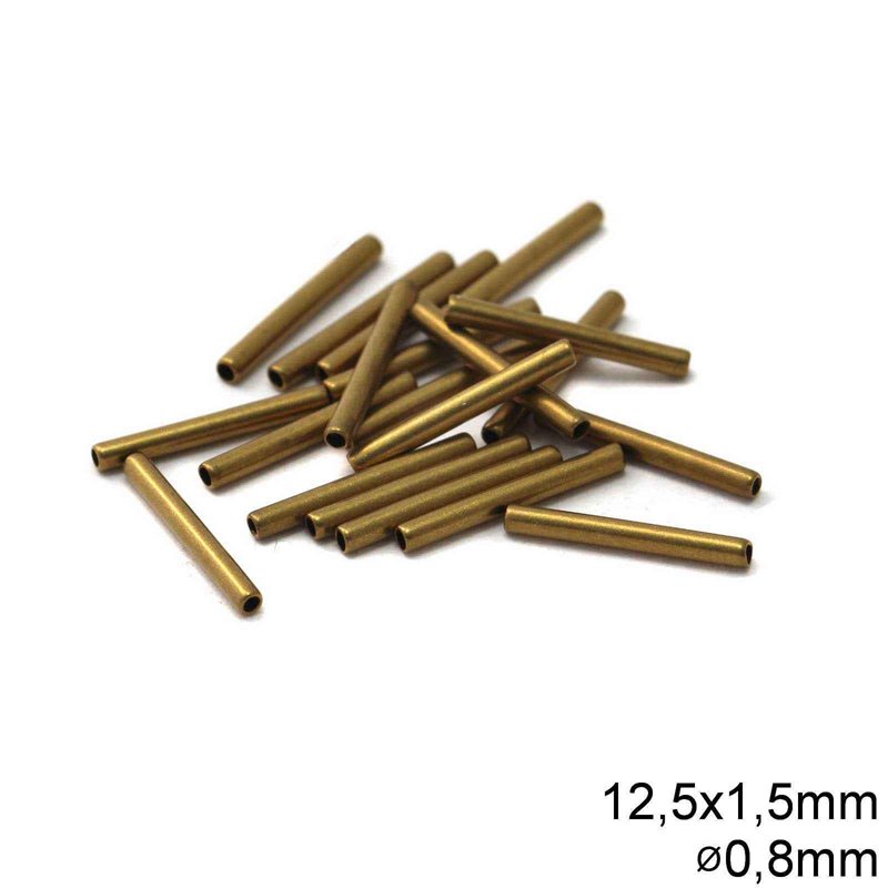 Brass Tube Bead 12,5x1,5mm with 0,8mm hole