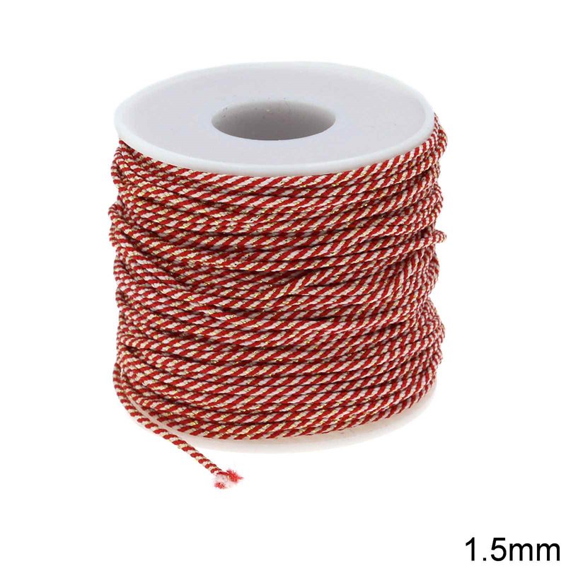 Polyester Cord Two-tone with Gold Color Thread 1.5mm