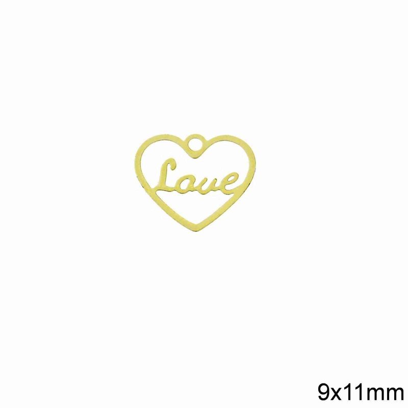 Brass Filigree Love Heart 9x11mm 