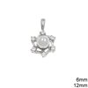 Silver 925 Pendant 12mm with Pearl 6mm and Zircon