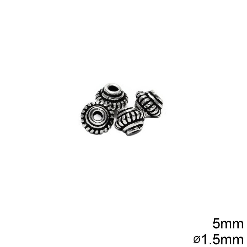Χάνδρα Ασημένια 925 Οξυντέ 5mm με τρύπα 1.5mm, 0.40gr