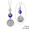 Silver 925 Round Car Amulet  Constantinato Coin 15mm,  with Evil Eye,12-14cm