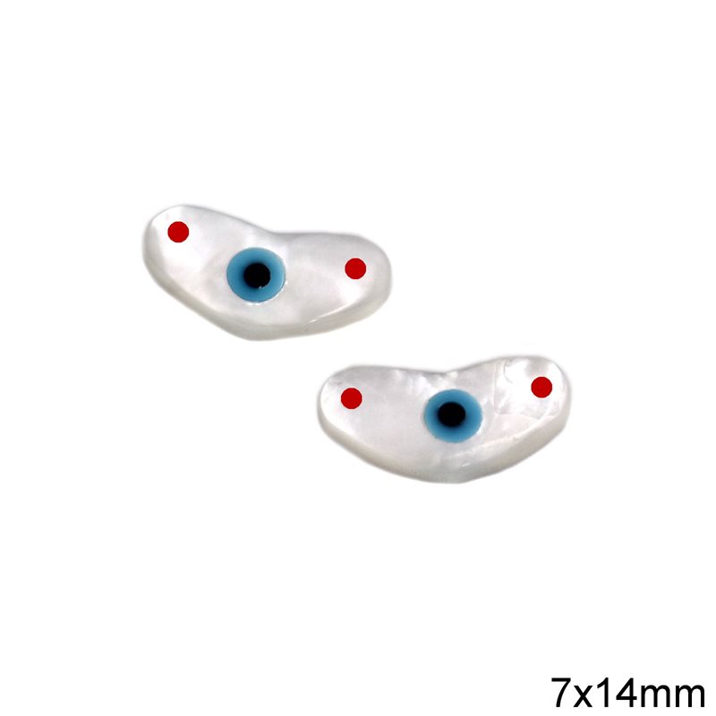 Mop-shell Evil Eye Heart Spacer 7x14mm