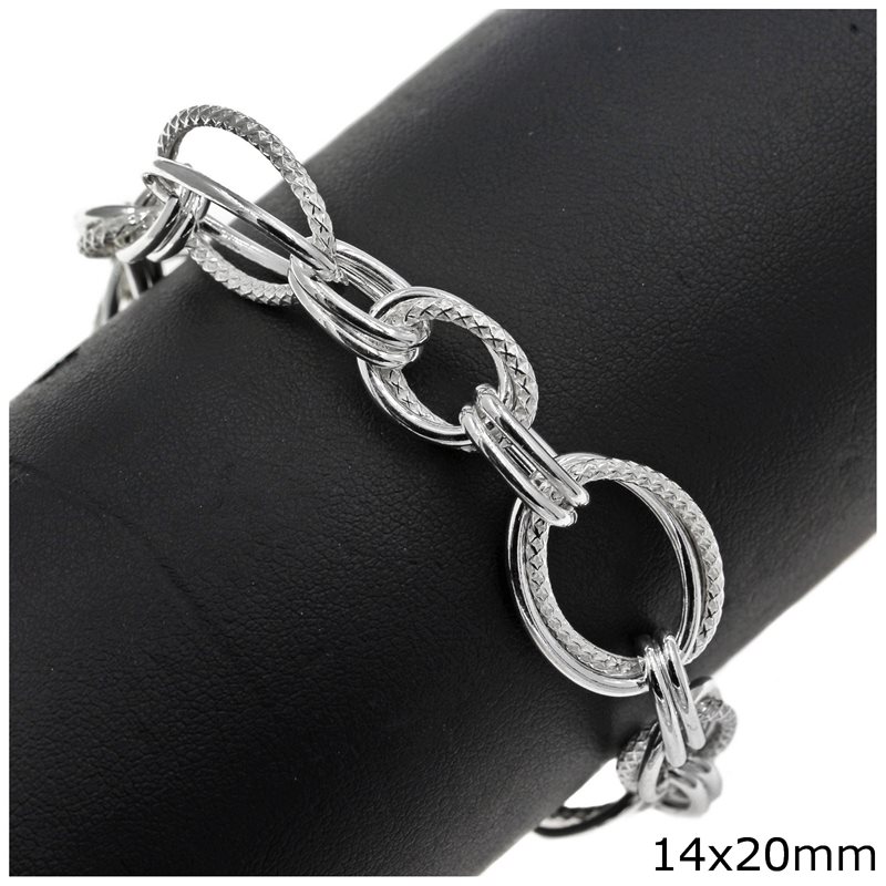 Silver 925 Texture Hoop Bracelet 14x20mm