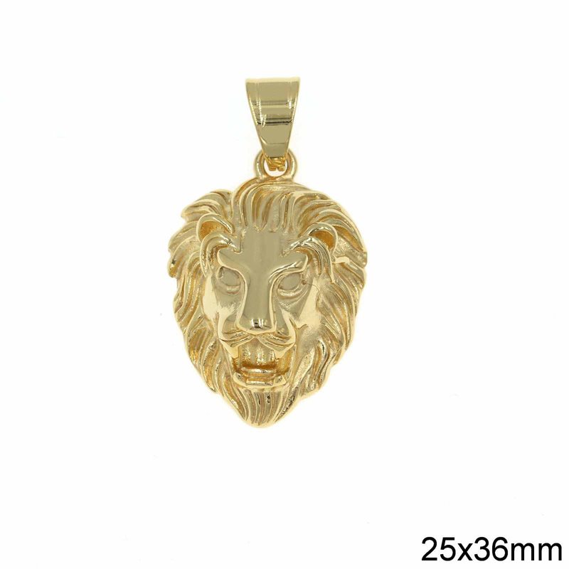 Stainless Steel Pendant Lion's Head 25x36mm
