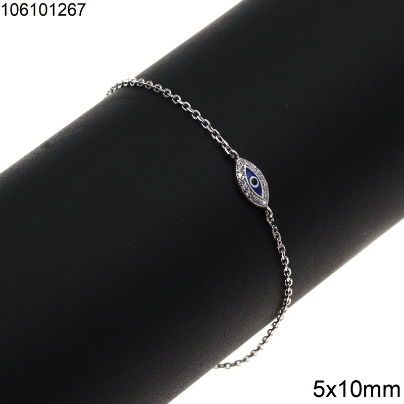 Βραχιόλι Ασημένιο 925 Μάτι με Σμάλτο 4x10mm