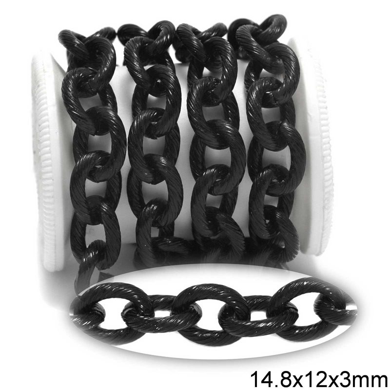 Aluminium Chain Embossed 14.8x12x3mm Black Color