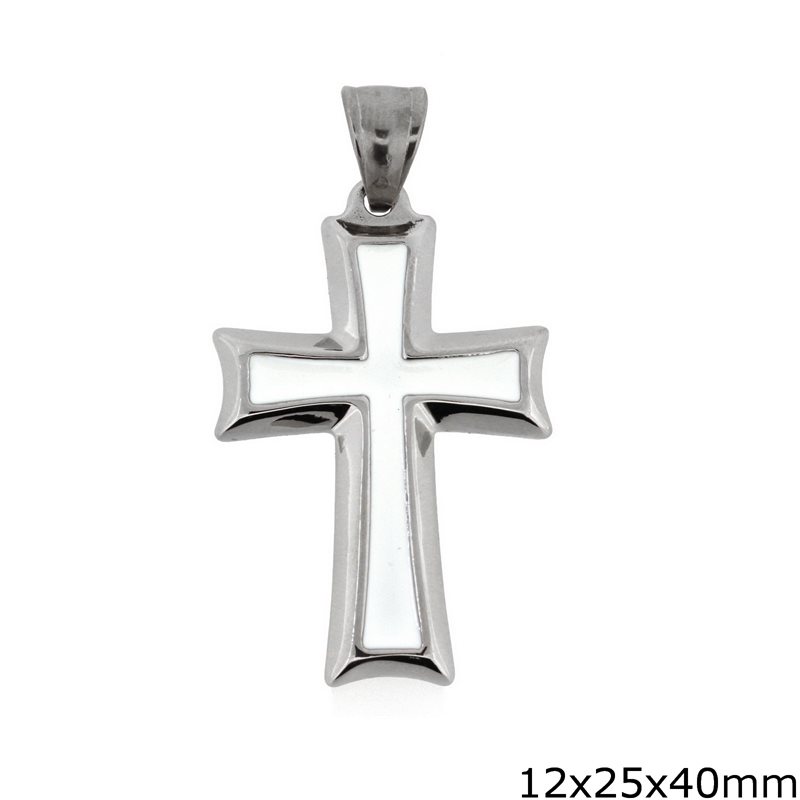Stainless Steel Pendant Cross with enamel 12x25x40mm
