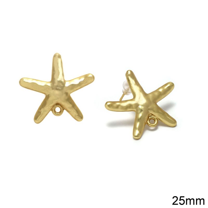 Casting Earring Stud Starfish with Loop 25mm