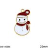 Διακοσμητικό Χυτό Κρεμαστό Χιονάνθρωπος με Σμάλτο και Στρας 25mm, Επίχρυσο NF