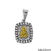 Silver  925 Pendant Holy Mary 10x12mm with zircon 