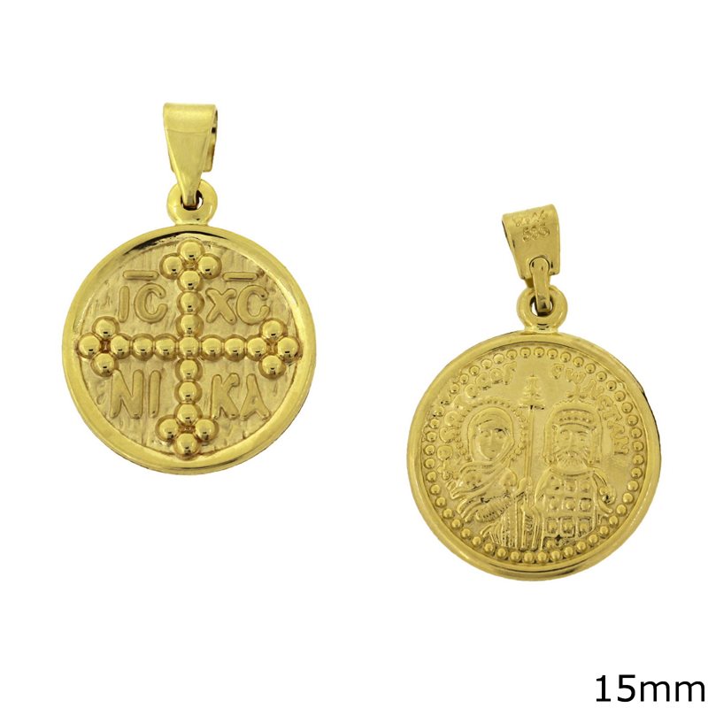 Gold Constantinato Coin 15mm K14 1.2gr