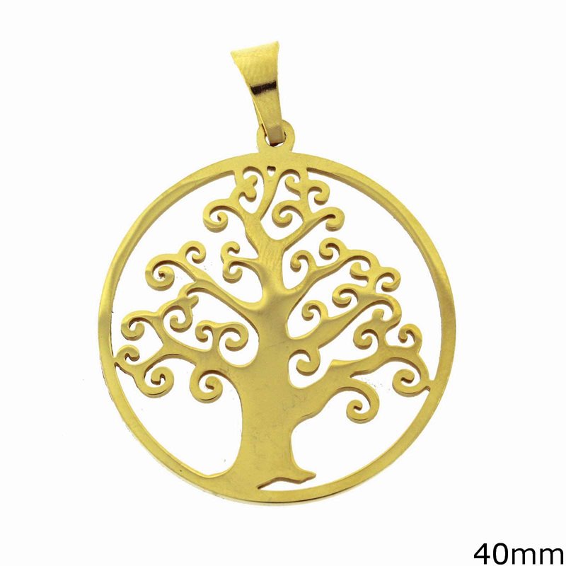 Stainless Steel Pendant Tree of Life 36mm