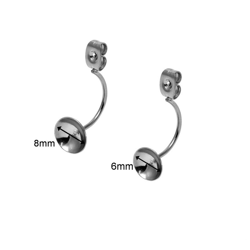 Stainless Steel Earring Back 23mm with Post 6-8mm