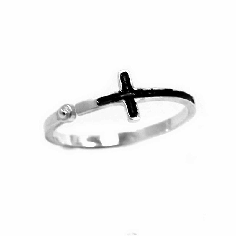 Silver 925 Ring with Cross and Enamel 