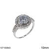 Silver 925 Rosette Ring with Zircon 10mm