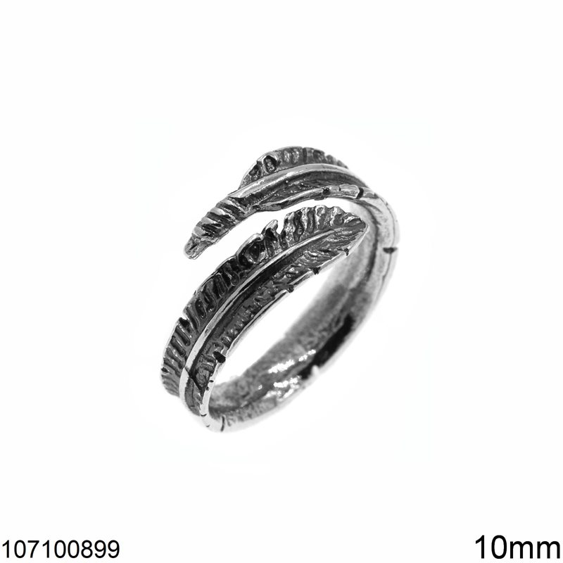 Δαχτυλίδι Ασημένιο 925 Φτερό 10mm Οξυντέ 