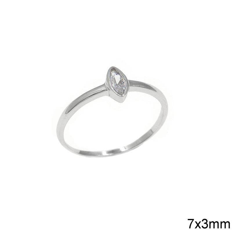 Silver 925 Ring with Navette Stone 7x3mm