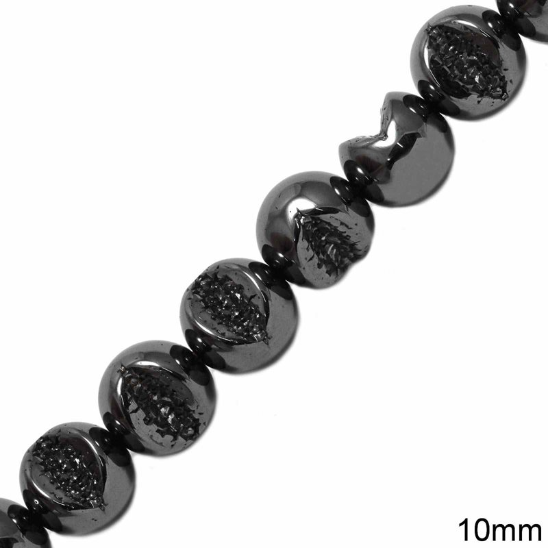 Hematine Round Druzy Beads 10mm