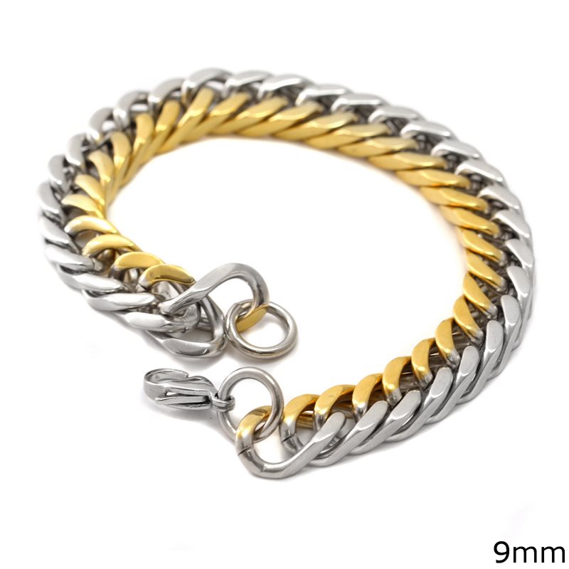 Stainless Steel Bracelet with Gourmette chain 9mm