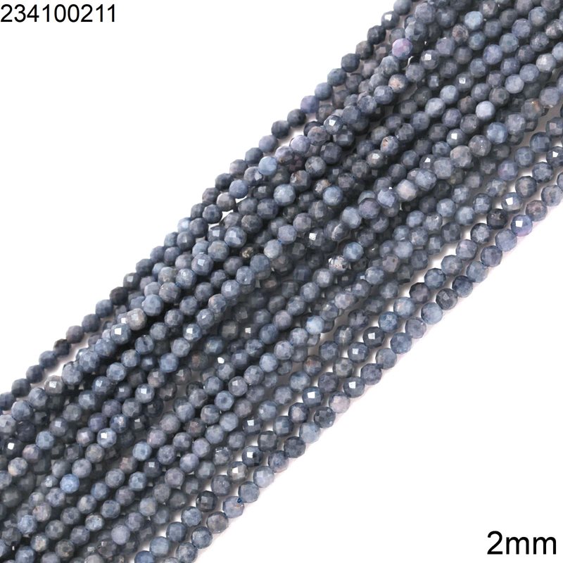 Sapphire Faceted Round Beads 2mm