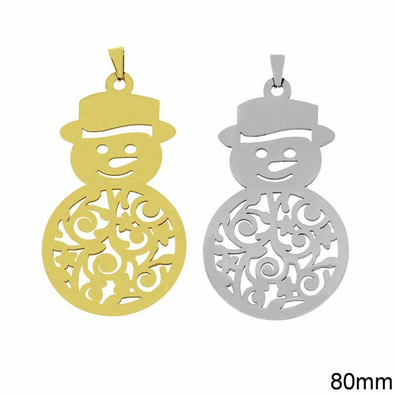 Stainless Steel New Years Lucky Charm Snowman