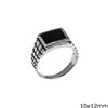 Silver  925 Male Ring with Stone 10x12mm
