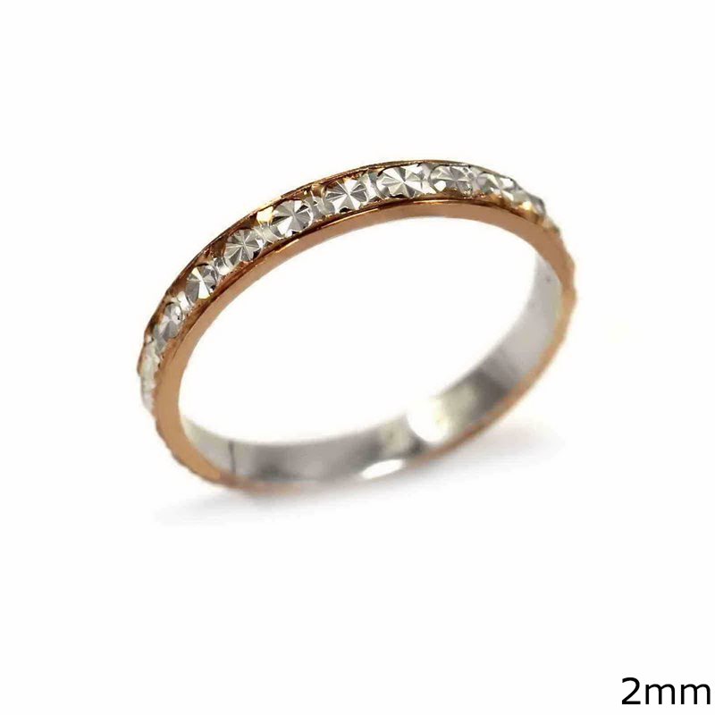 Silver  925 Diamond Cut Ring 2mm
