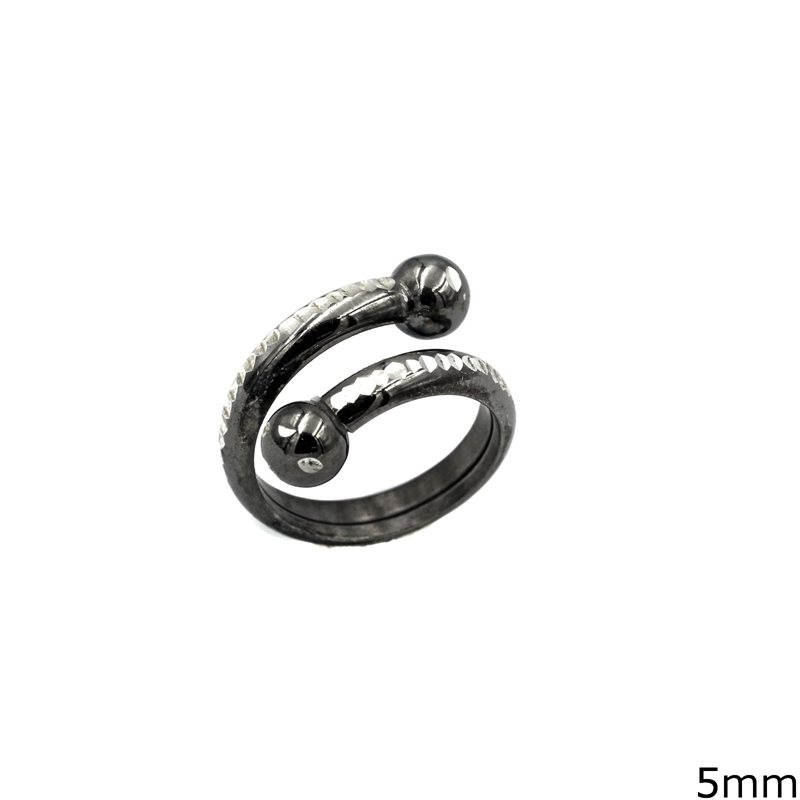 Δαχτυλίδι Ασημένιο  925 Βέρα Στριφή με Μπίλιες 5mm