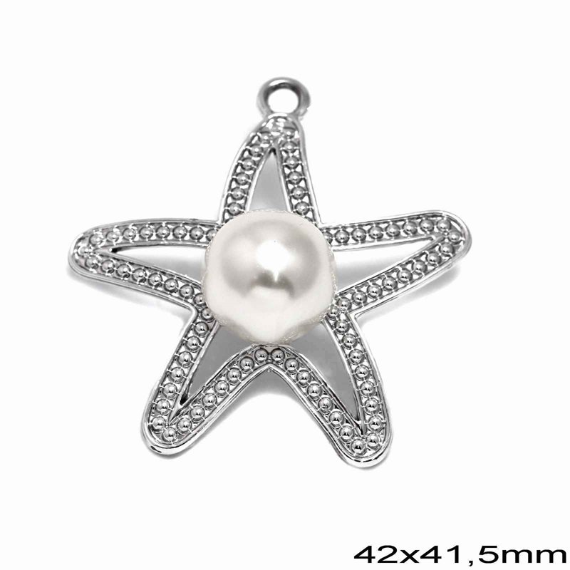 Casting Pendant Starfish with Pearl 42x41,5mm