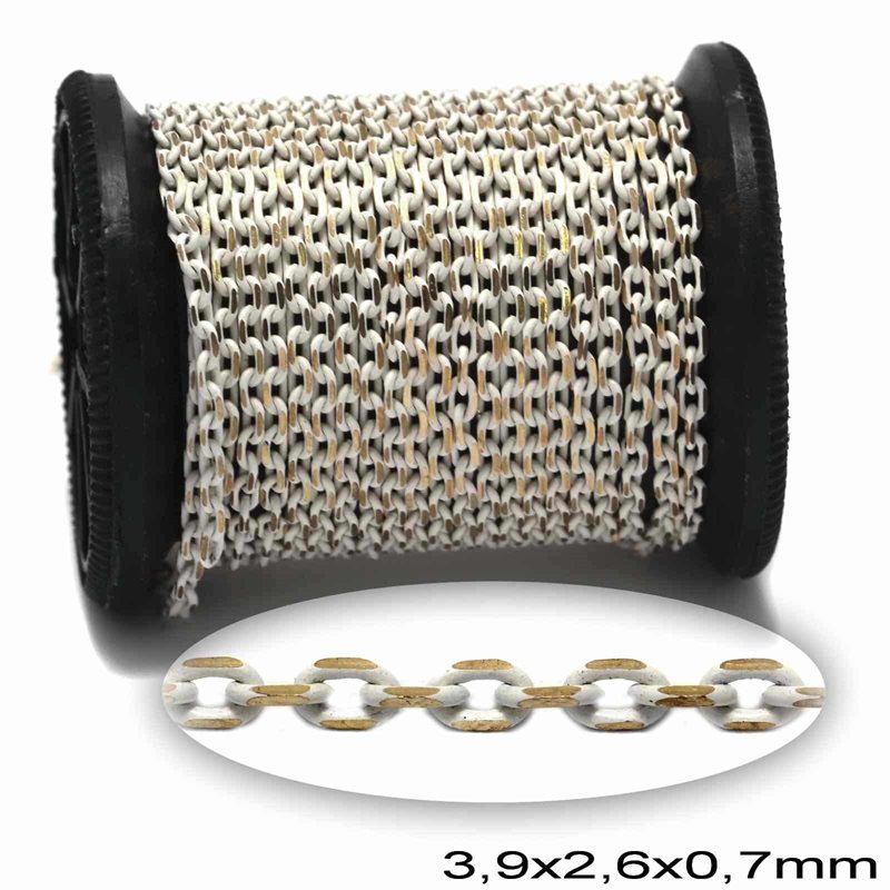 Brass Oval Diamond Cut Link Chain 3,9x2,6x0,7mm
