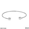 Silver 925 Cuff Bracelet with Wire 2mm and Cubes 6mm Open