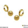 Stainless Steel Hoop Earrings with Ball 10mm