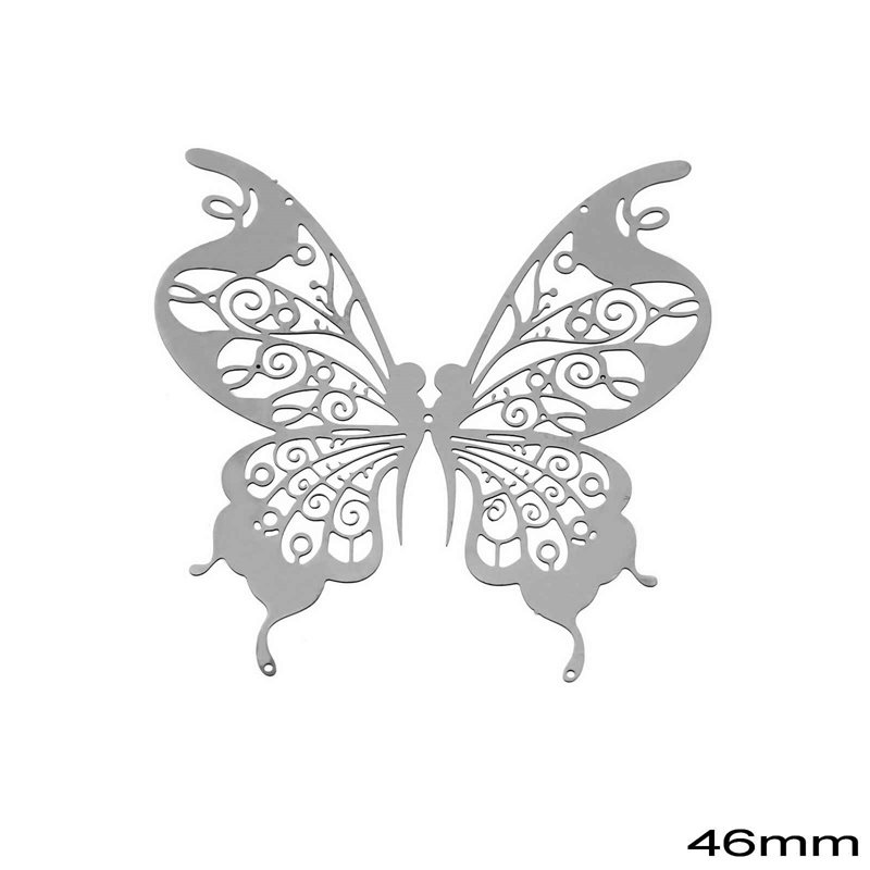 Brass Filigree Butterfly 46mm,Nickel color NF
