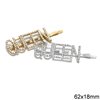 Iron Hair Pin with Rhinestones 'QUEEN' 62x18mm