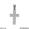 Stainless Steel Cross Hammered Pendant 6x19x35mm