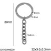 Stainless Steel Keychain with Split Ring Flat Wire 32mm and Oval Link Chain 10x8mm