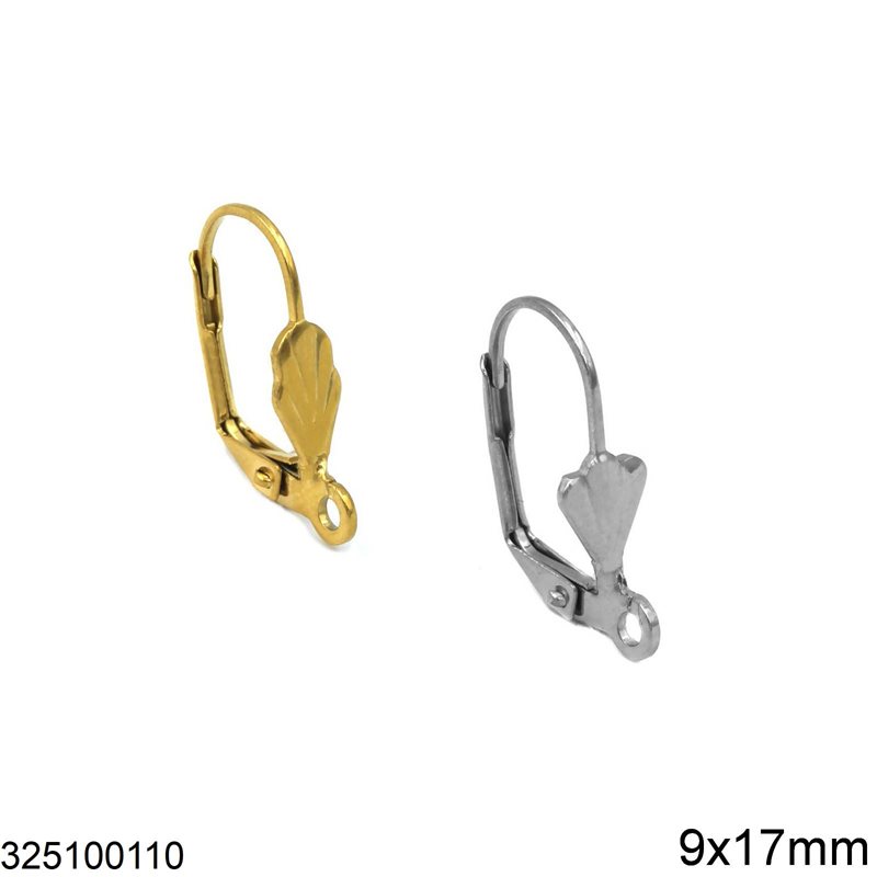 Stainless Steel Leverback Earring 9x17mm with Ring