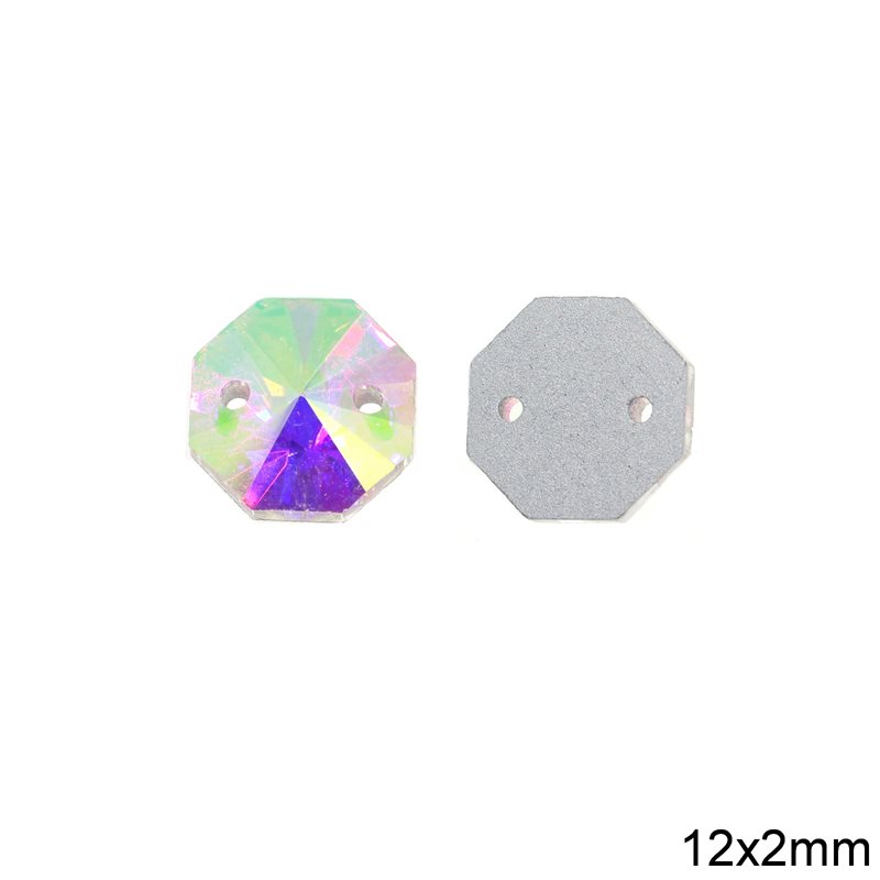 Κρύσταλλο Οκτάγωνο Ραφτό Crystal AB 12mm 