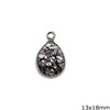 Silver 925 Bezel Pearshaped Pendant with Semi Precious Stone 13x18mm