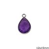 Silver 925 Bezel Pearshaped Pendant with Semi Precious Stone 12x15mm