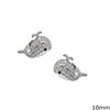 Silver 925 Earrings Whale with Zircon 10mm